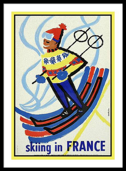 Skiing in France Vintage Poster vintage ski framed print French Alps 1950s wall art