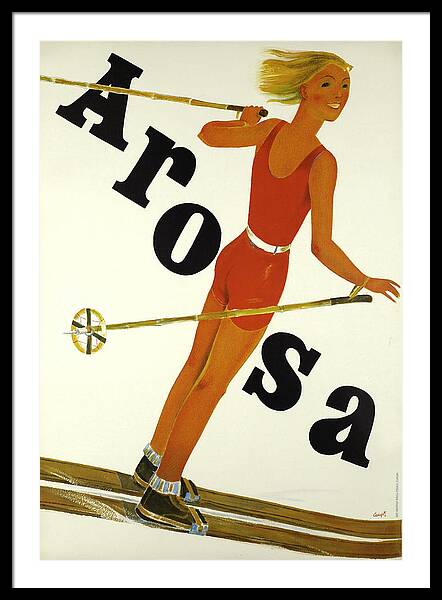 Arosa Vintage Skiing Poster vintage ski framed print Swiss Alps 1930s wall art
