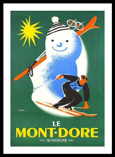 Mont-Dore Vintage Skiing Poster vintage ski framed print Massif Central 1930s wall art
