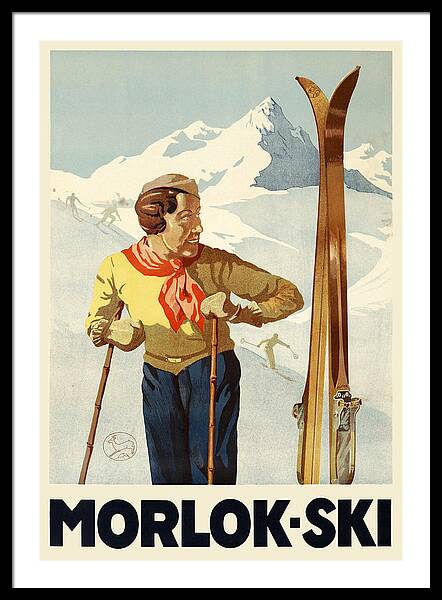 Morlok Vintage Skiing Poster vintage ski framed print Alpine 1930s wall art