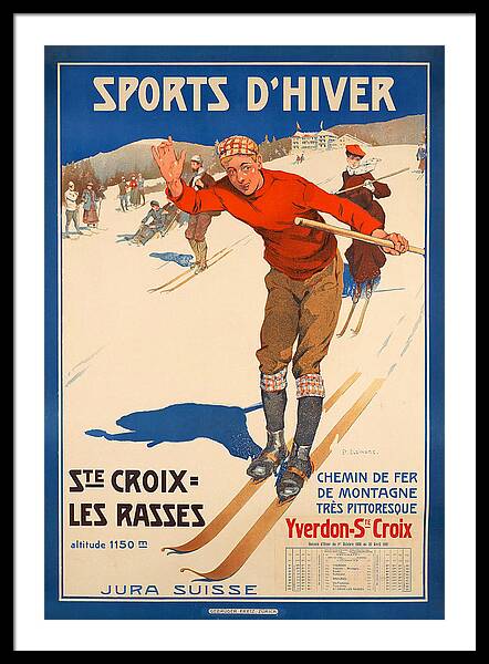 Sports d'Hiver Vintage Skiing vintage ski framed print French Alps 1930s wall art