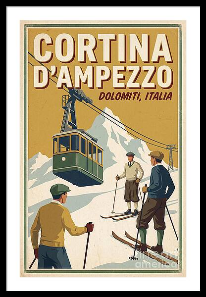 Vintage Ski Resort Poster vintage ski framed print Alpine 1950s wall art