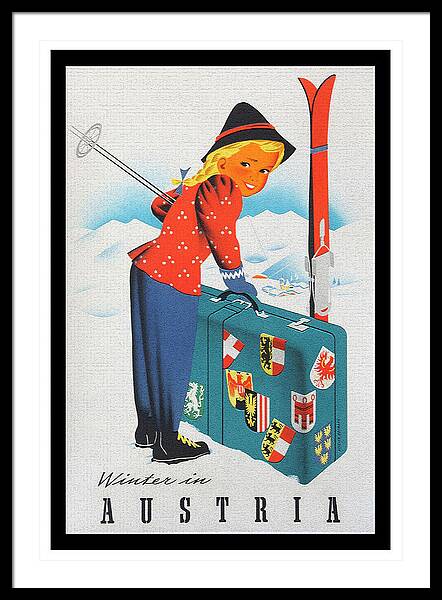 Winter In Austria vintage ski framed print Austrian Alps 1930s wall art