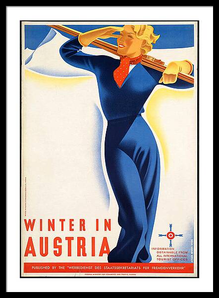 Winter in Austria Vintage Skiing vintage ski framed print Austrian Alps 1930s wall art